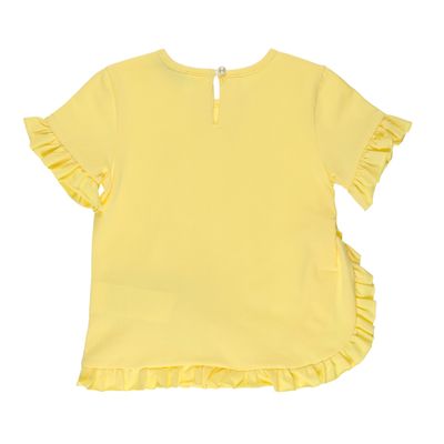 Ruffle Detailed T-Shirt-Yellow-12-18 Month