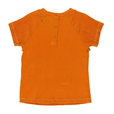 Ruffle Detailed T-Shirt-Orange-2-3 Yrs