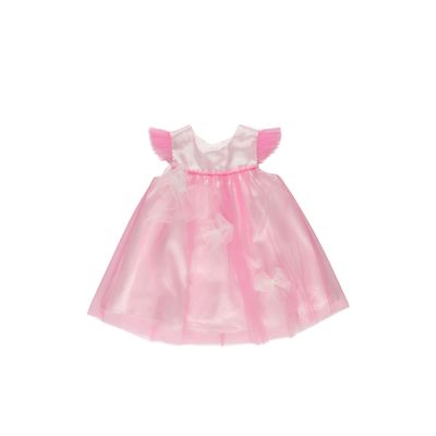 Tulle Dress With Gathered Detail-Pink-2-3 Yrs