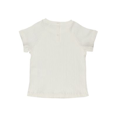 Ruffle Detailed T-Shirt-Ecru-12-18 Month