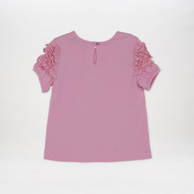 Ruffle Detail on Sleeves T-Shirt-Pink-1.5-2Yrs