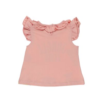T-shirt with Gathered Sleeves and Collar-Salmon-1.5-2Yrs