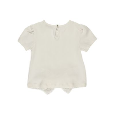 Bow Detailed T-Shirt-White-0-6 Mth